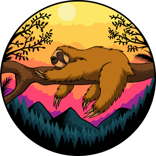 (s117-2-C) Retro Sunset Sloth