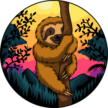 (117-02-D) Retro Sunset Sloth