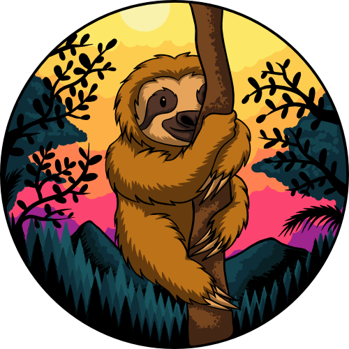 (117-02-D) Retro Sunset Sloth