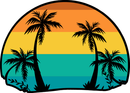 (117-03-B) Retro Sunset Tropical Palm