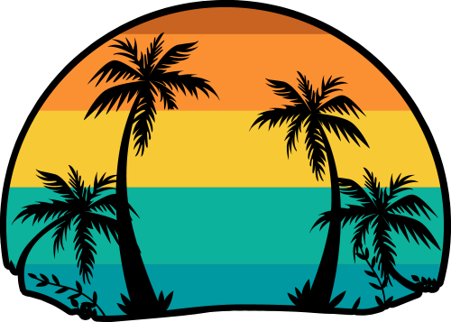 (s117-3-B) Retro Sunset Tropical Palm