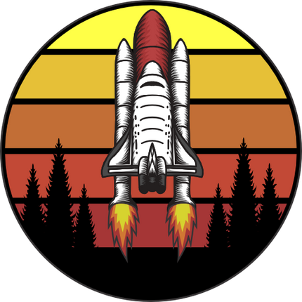 (117-03-1C) Retro Sunset Space Shuttle