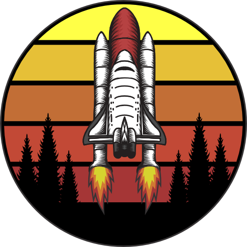 (117-3-1C) Retro Sunset Space Shuttle