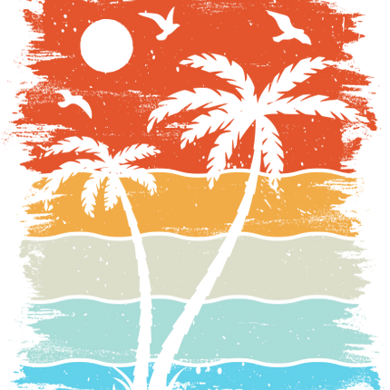 (117-05) Retro Sunset Palm Trees