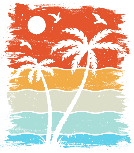 (117-04) Retro Sunset Palm Trees