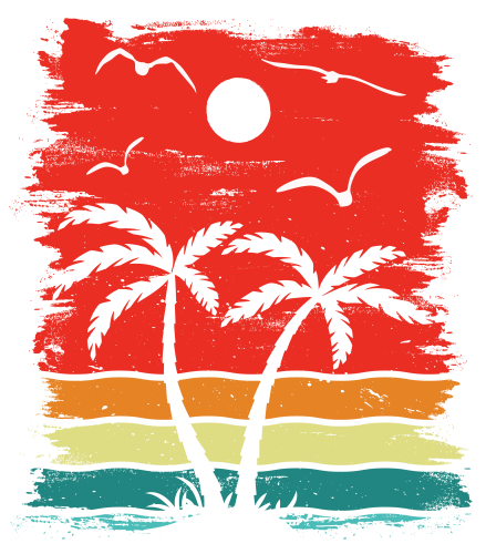 (117-05) Retro Sunset Palm Trees