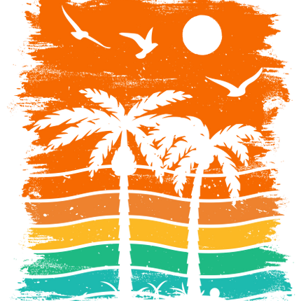 (117-05) Retro Sunset Palm Trees
