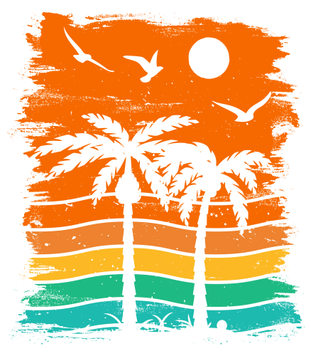 (117-05) Retro Sunset Palm Trees