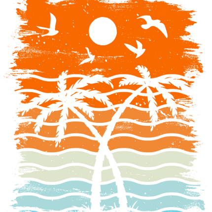 (117-05) Retro Sunset Palm Trees