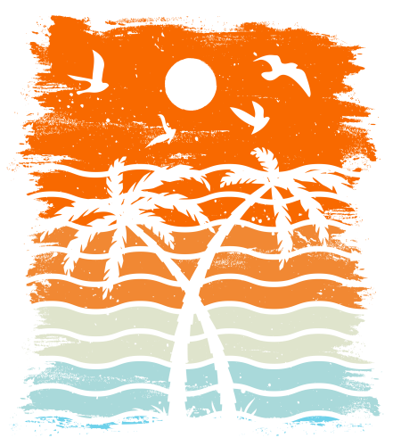 (117-05) Retro Sunset Palm Trees