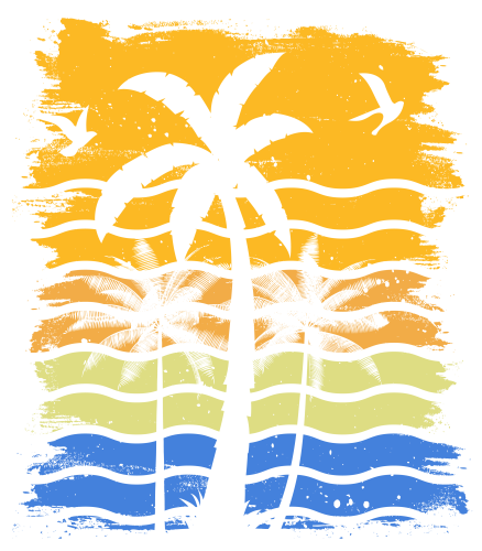 (117-05) Retro Sunset Palm Trees