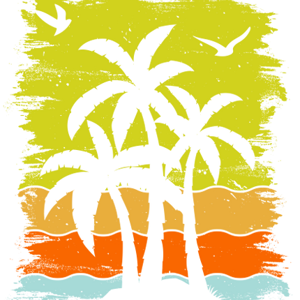 (117-05) Retro Sunset Palm Trees