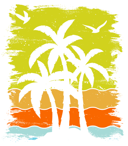 (117-05) Retro Sunset Palm Trees