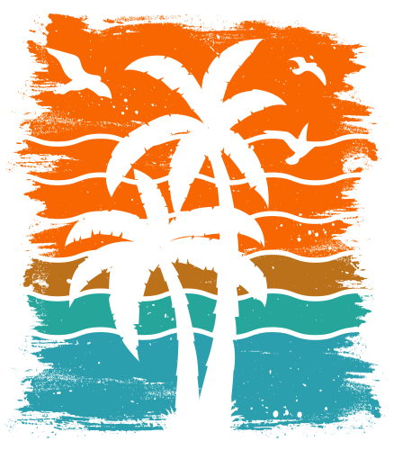 (117-05) Retro Sunset Palm Trees