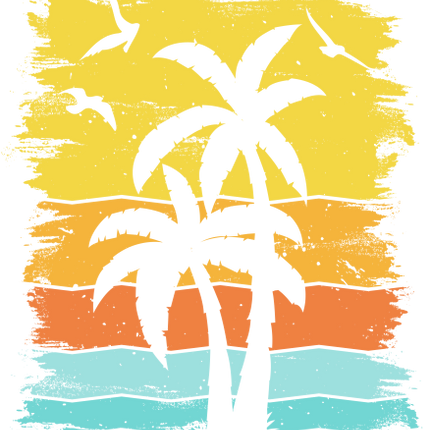 (117-05) Retro Sunset Palm Trees