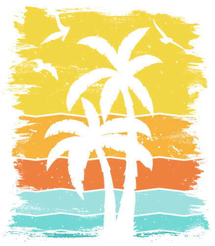 (117-04) Retro Sunset Palm Trees