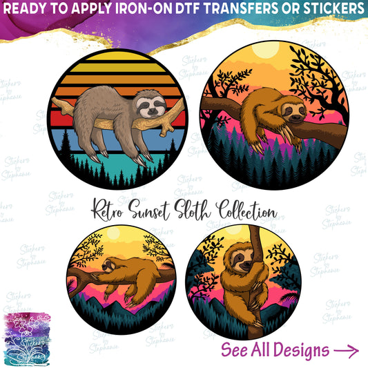 (s117-2) Retro Sunset Sloth