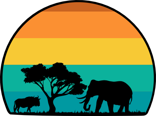 (s117-3A) Retro Sunset Safari Elephant
