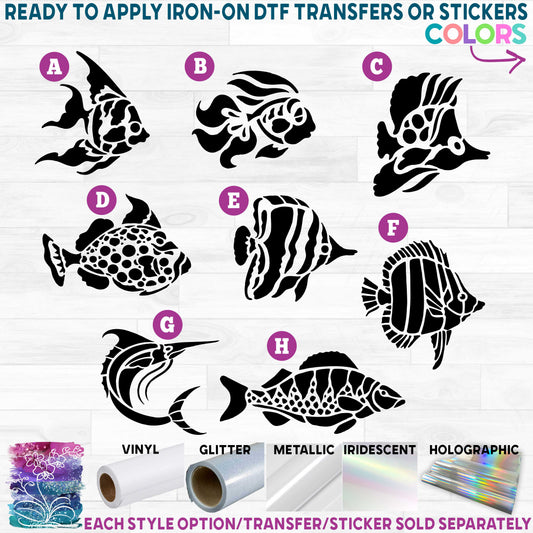 (s119) Tropical Fish 2 Printed Heat Transfer or Sticker