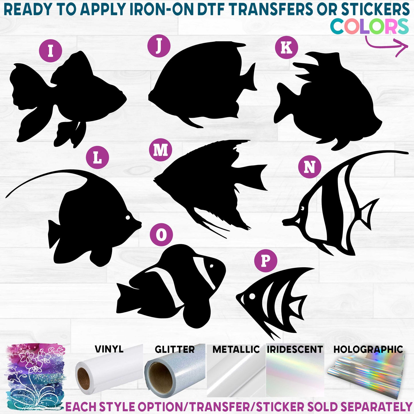 (s119) Tropical Fish Printed Heat Transfer or Sticker