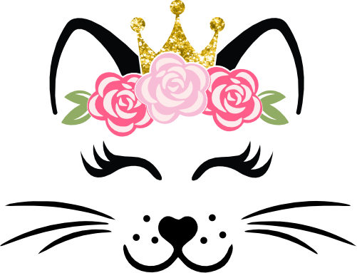 (s012-2-C) Cute Girl Cat Kitty Face with Flowers Gold Crown