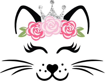(s012-2-D) Cute Girl Cat Kitty Face with Flowers Silver Crown
