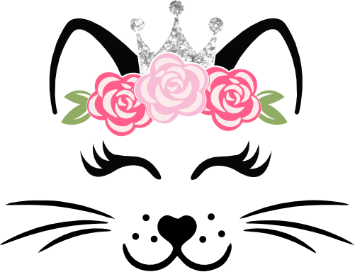 (s012-2-D) Cute Girl Cat Kitty Face with Flowers Silver Crown