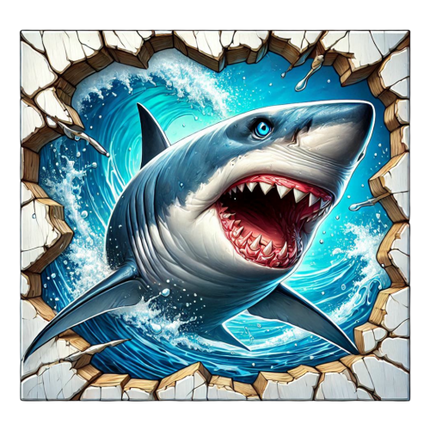 (s120-7-1W) Shark Breaking Thru Wall