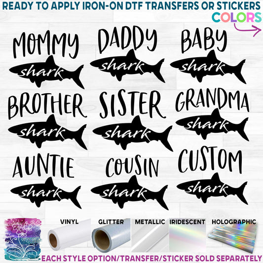 (s120-2C) Shark Family Custom Text