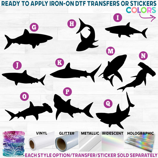 (s120-1) Shark Sharks Printed Heat Transfer or Sticker