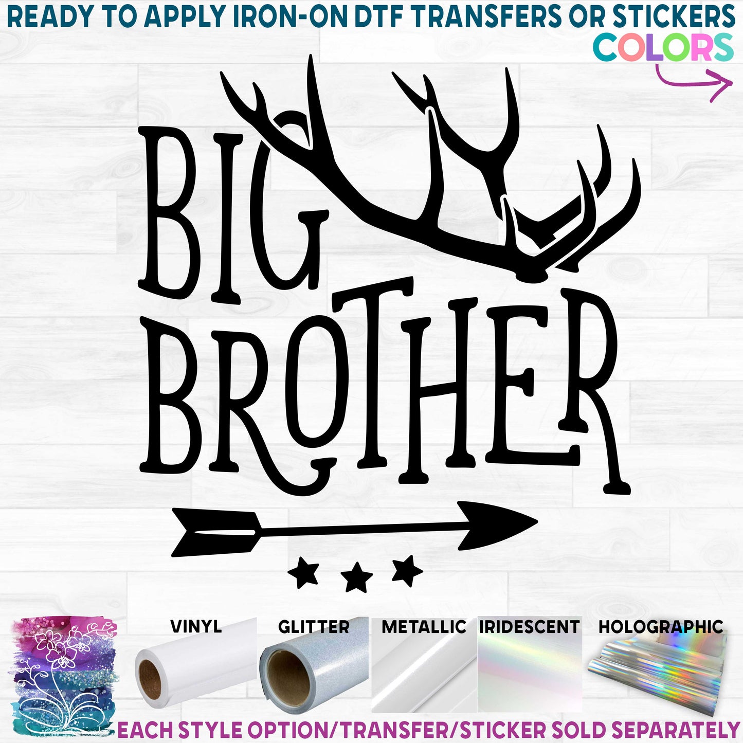 (s126-K-B) Big, Bigger, Biggest, Middle, Little, Littlest, Baby Brother Deer Antlers