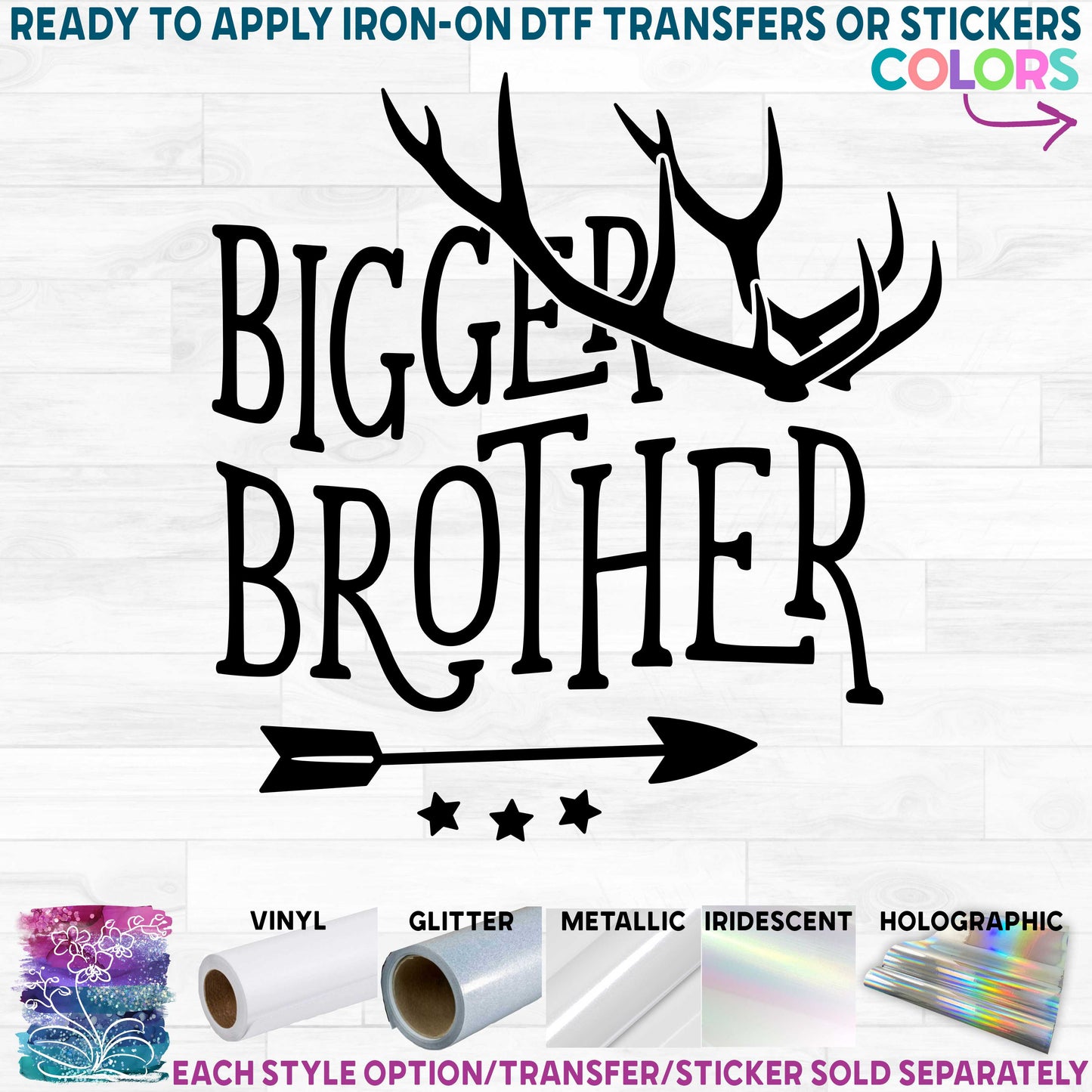 (s126-K-B) Big, Bigger, Biggest, Middle, Little, Littlest, Baby Brother Deer Antlers
