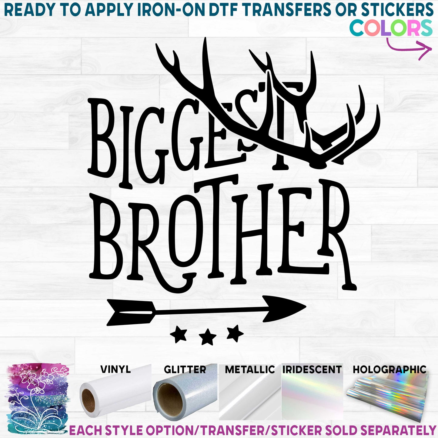 (s126-K-B) Big, Bigger, Biggest, Middle, Little, Littlest, Baby Brother Deer Antlers