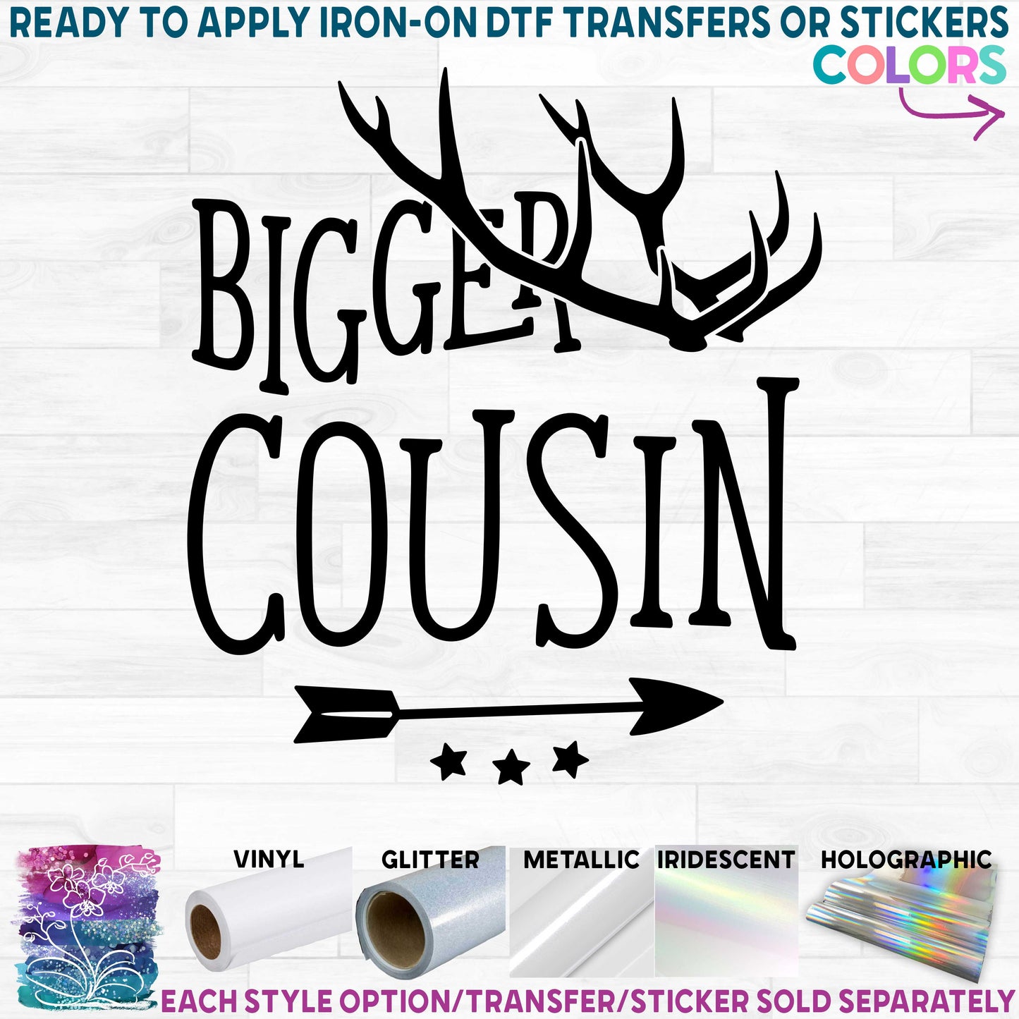 (s126-K-C) Big, Bigger, Biggest, Middle, Little, Littlest, Baby Cousin Deer Antlers