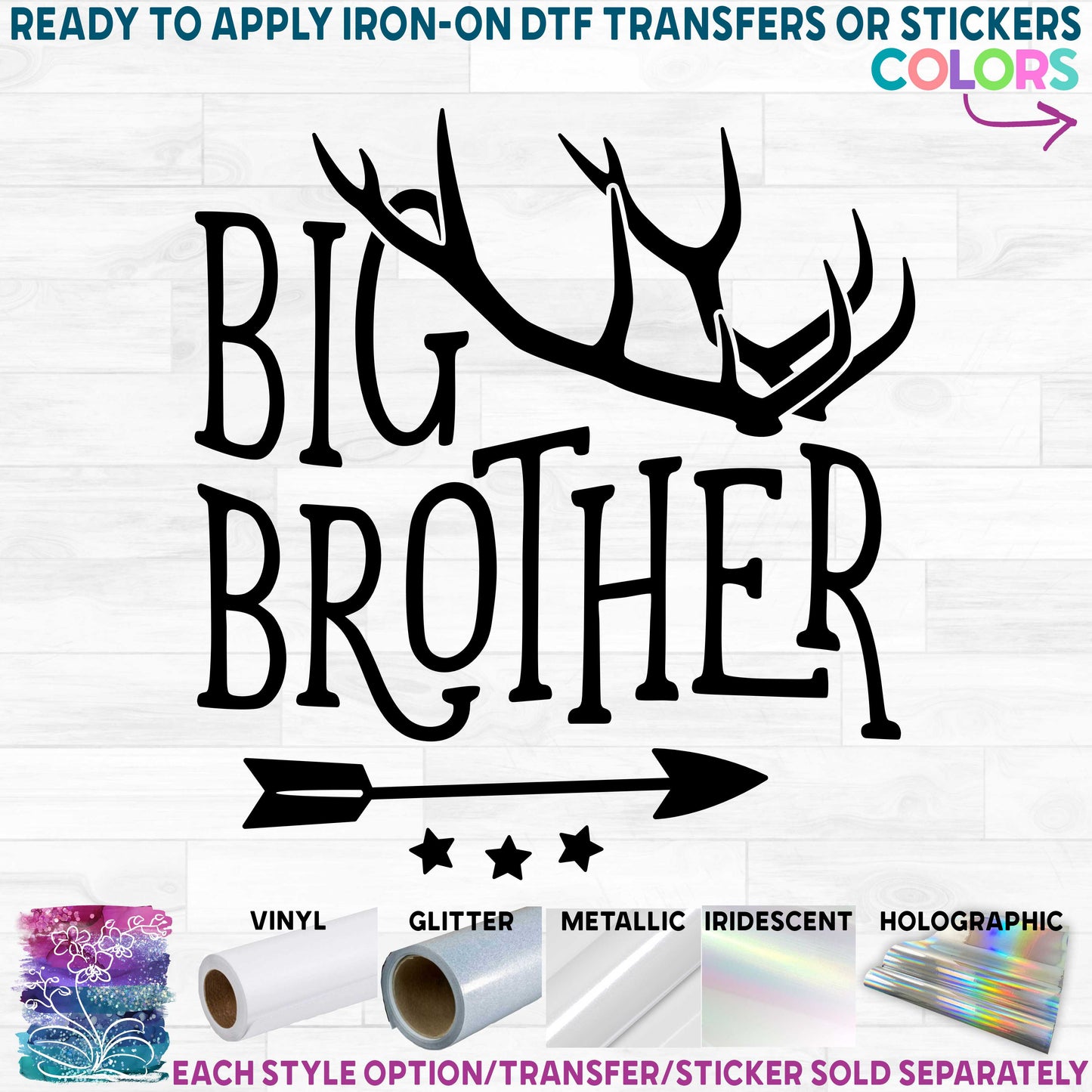(s126-K-B) Big, Bigger, Biggest, Middle, Little, Littlest, Baby Brother Deer Antlers
