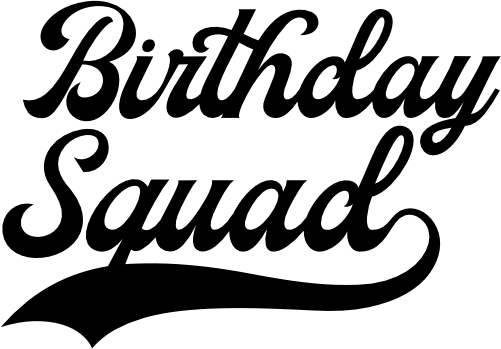 (122-T2) Birthday Squad est Year Baseball Tail Iron-On Transfer