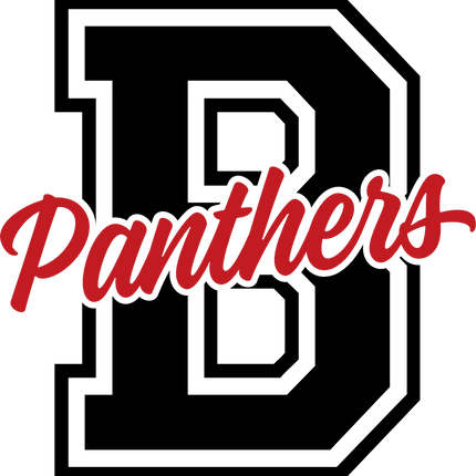 (123-01) B Panthers Collegiate Letter Team Name