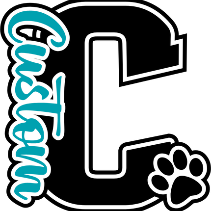 (s123-10) Dog Paw Print Letter Custom Text Name