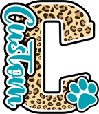 (s123-10) Dog Paw Print Letter Custom Text Name