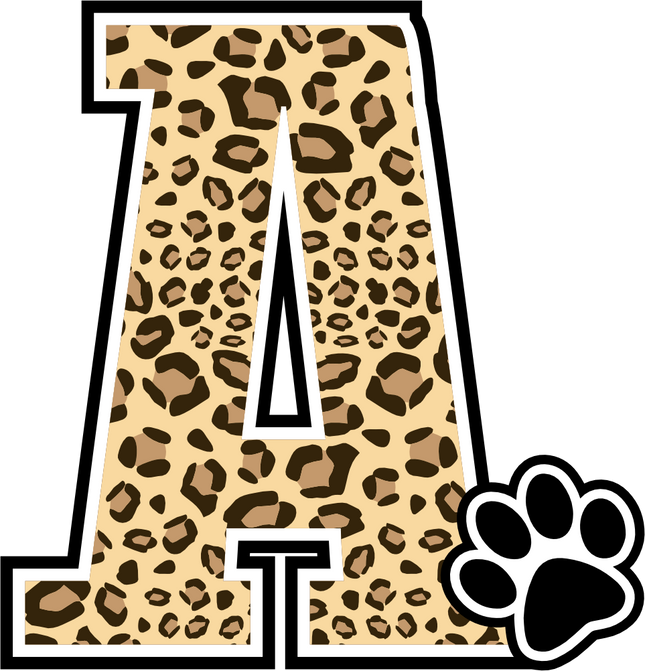 (s123-10) Dog Paw Print Letter Custom Text Name