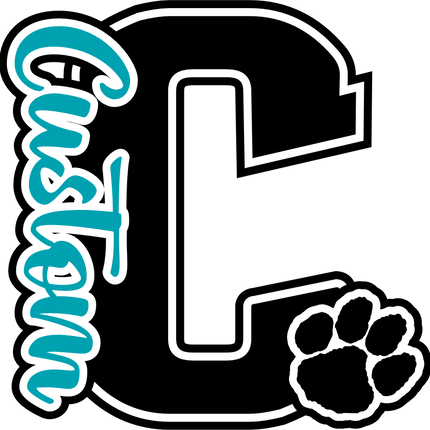 (s123-11) Tiger Paw Print Letter Custom Text Name