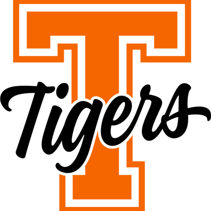 (123-01) T Tigers Collegiate Letter Team Name