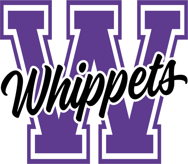 (123-01) W Whippets Collegiate Letter Team Name