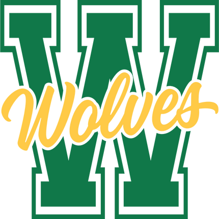 (123-01) W Wolves Collegiate Letter Team Name
