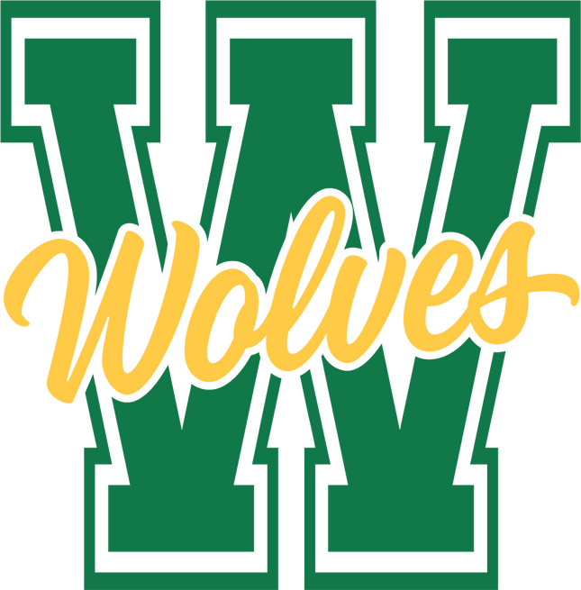 (123-01) W Wolves Collegiate Letter Team Name