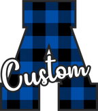 (s123-02) Wildcats Royal Buffalo Plaid Custom Letter Team Name Text