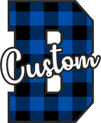 (s123-02) Wildcats Royal Buffalo Plaid Custom Letter Team Name Text