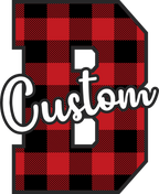 (s123-02) Wolfpack Red Buffalo Plaid Custom Letter Team Name Text
