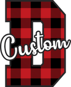 (s123-02) Wolfpack Red Buffalo Plaid Custom Letter Team Name Text