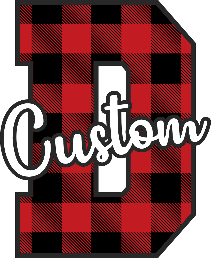 (s123-02) Wolfpack Red Buffalo Plaid Custom Letter Team Name Text